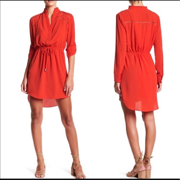 FOURTEENTH PLACE Dresses & Skirts - FOURTEENTH PLACE Medium Red Orange Shirtdress NWT